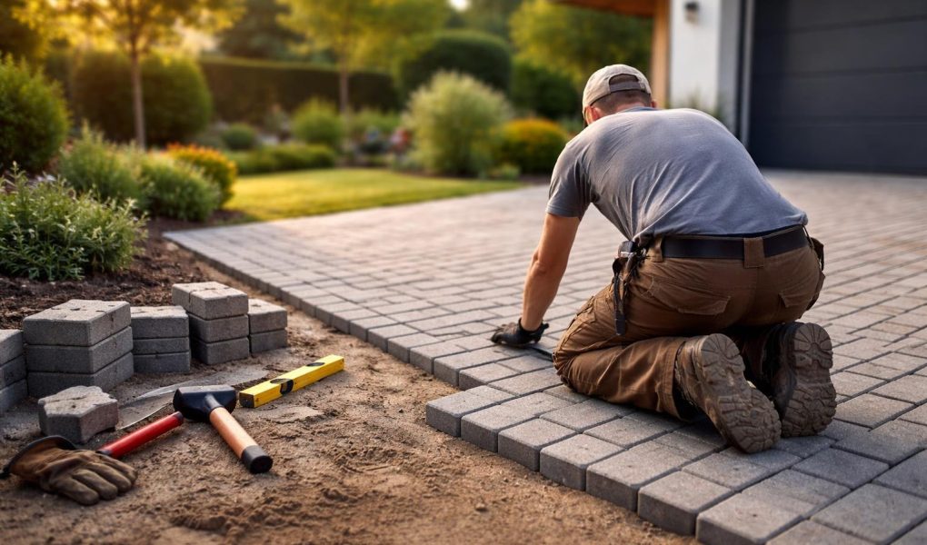 artisan-posant-paves-allee-jardin
