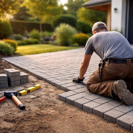 artisan-posant-paves-allee-jardin