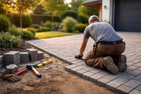 artisan-posant-paves-allee-jardin