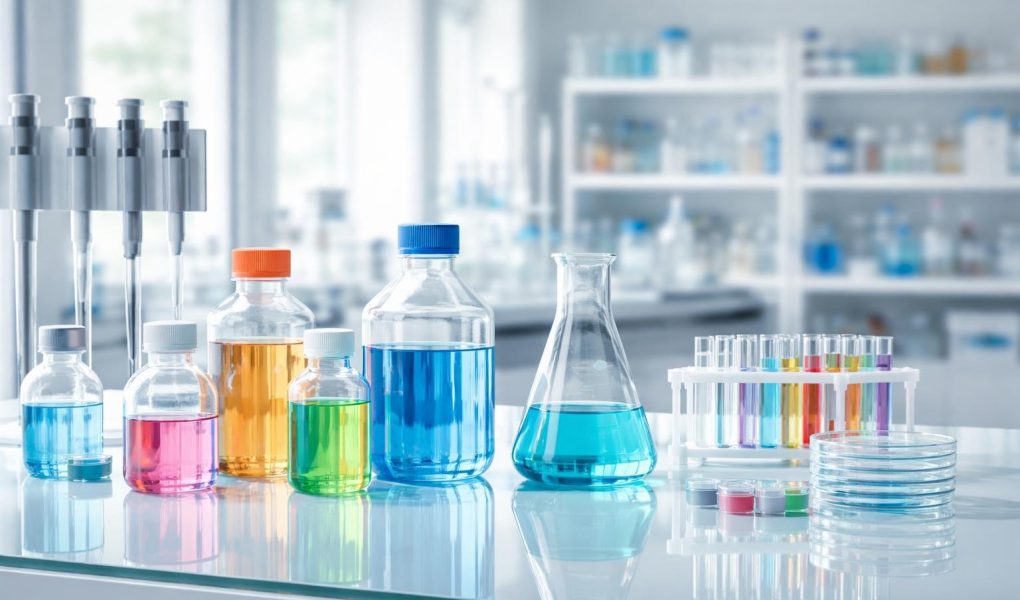 laboratoire-table-verre-fioles-equipements