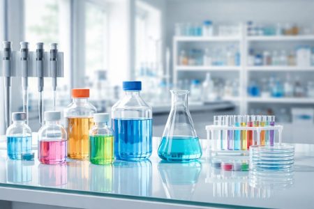 laboratoire-table-verre-fioles-equipements