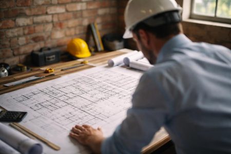 architecte-plan-mur-briques-outils